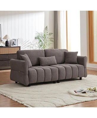 80" Premium Chenille Sofa, 2 Cushions & Lumbar Pillow