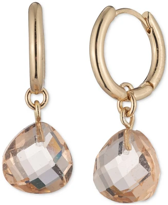 Lauren Ralph Lauren Gold-Tone Glass Stone Dangle Hoop Earrings