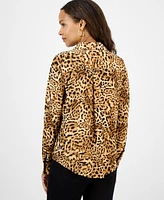 I.n.c. International Concepts Petite Animal-Print Button-Down Shirt