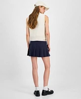 Hooked Up By Iot Juniors Cable Knit Sweater Vest Celebrity Pink Juniors Pleated Skort
