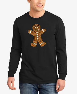 La Pop Art Men's Gingerbread Word Long Sleeve T-Shirt