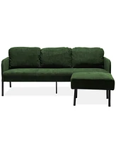 Modern 3-Seater Sofa with Ottoman, Green Velvet Fabric