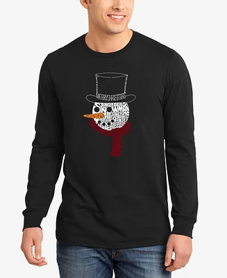 La Pop Art Men's Snowman Face Word Long Sleeve T-Shirt