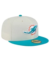 New Era Men's White/Aqua Miami Dolphins Main 59FIFTY Fitted Hat