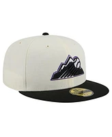 New Era Men's White Colorado Rockies Mountain Chrome 59FIFTY Fitted Hat