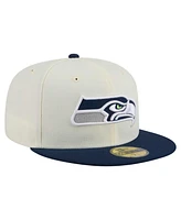 New Era Men's White/College Navy Seattle Seahawks Main 59FIFTY Fitted Hat