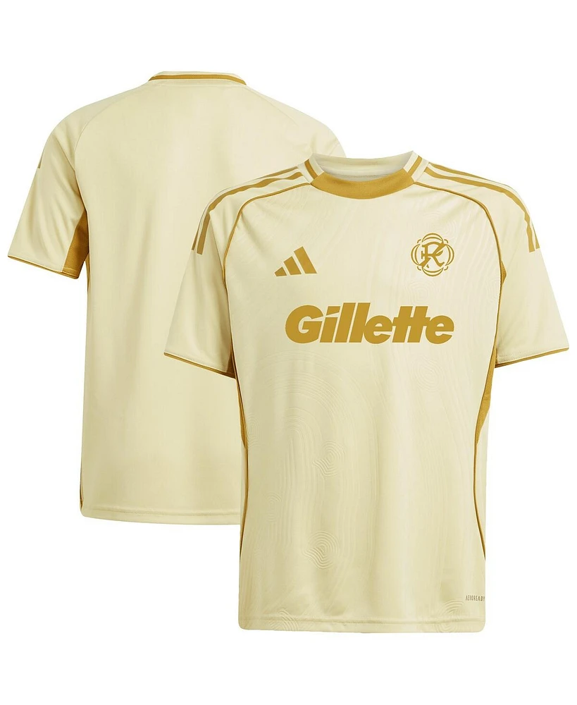 Adidas Big Boys and Girls Tan New England Revolution 2025 One Planet Pre-Match Jersey