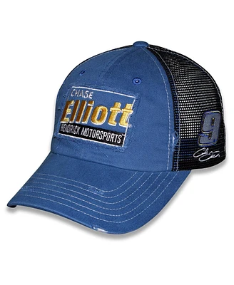 Checkered Flag Sports Men's and Women's Men's Blue Chase Elliott Vintage Patch Trucker Adjustable Hat