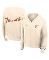 Nike Women's Cream Texas Longhorns Cropped Chill Full-Zip Hoodie