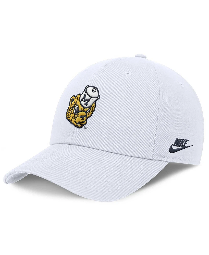 Nike Men's White Michigan Wolverines Club Swoosh Performance Adjustable Hat