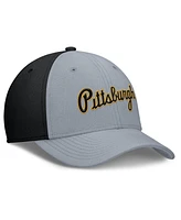 Nike Men's Gray/Black Pittsburgh Pirates Rise Swoosh Performance Flex Hat