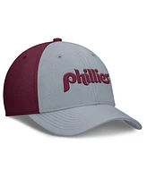Nike Men's Gray/Burgundy Philadelphia Phillies Rise Swoosh Performance Flex Hat