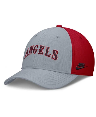 Nike Men's Gray/Red California Angels Rise Swoosh Performance Flex Hat