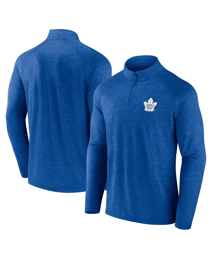 Logo Athletic Men's Blue Toronto Maple Leaf's Head-to-Head Raglan Quarter-Zip Sweatshirt