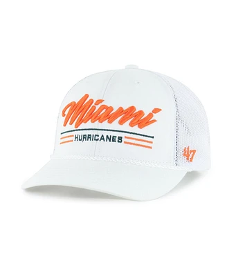 '47 Brand Men's White Miami Hurricanes Garner Rope Trucker Adjustable Hat