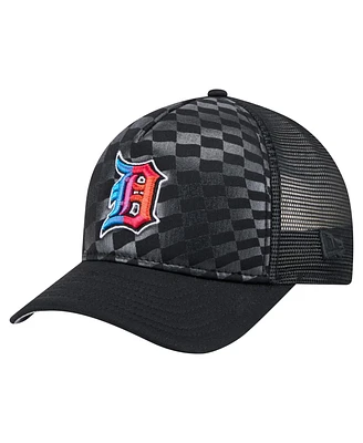 New Era Men's Black Detroit Tigers Gradient 9FORTY A-Frame M-Crown Trucker Adjustable Hat
