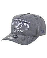New Era Men's Charcoal Tampa Bay Lightning Throwback Washed A-Frame Pre-Curved 9FIFTY Snapback Hat