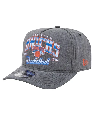New Era Men's Charcoal New York Knicks Throwback Washed Pre-Curved 9FIFTY Snapback Hat
