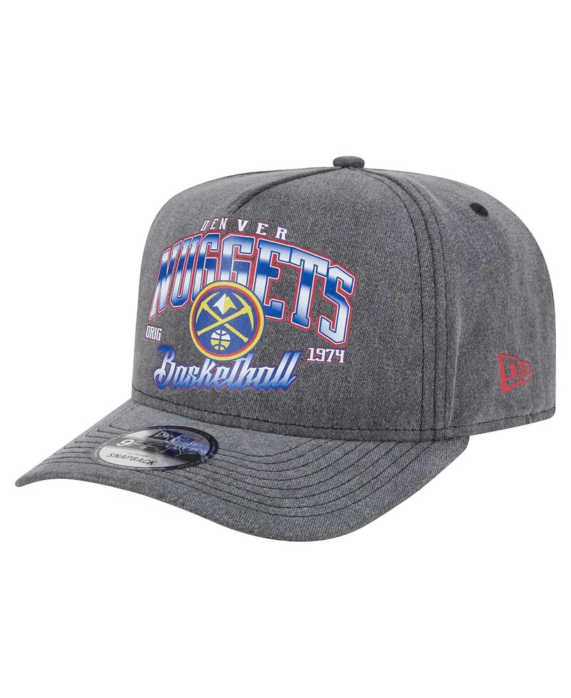 New Era Men's Charcoal Denver Nuggets Throwback Washed Pre-Curved 9FIFTY Snapback Hat