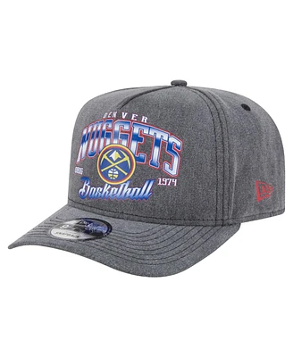 New Era Men's Charcoal Denver Nuggets Throwback Washed Pre-Curved 9FIFTY Snapback Hat
