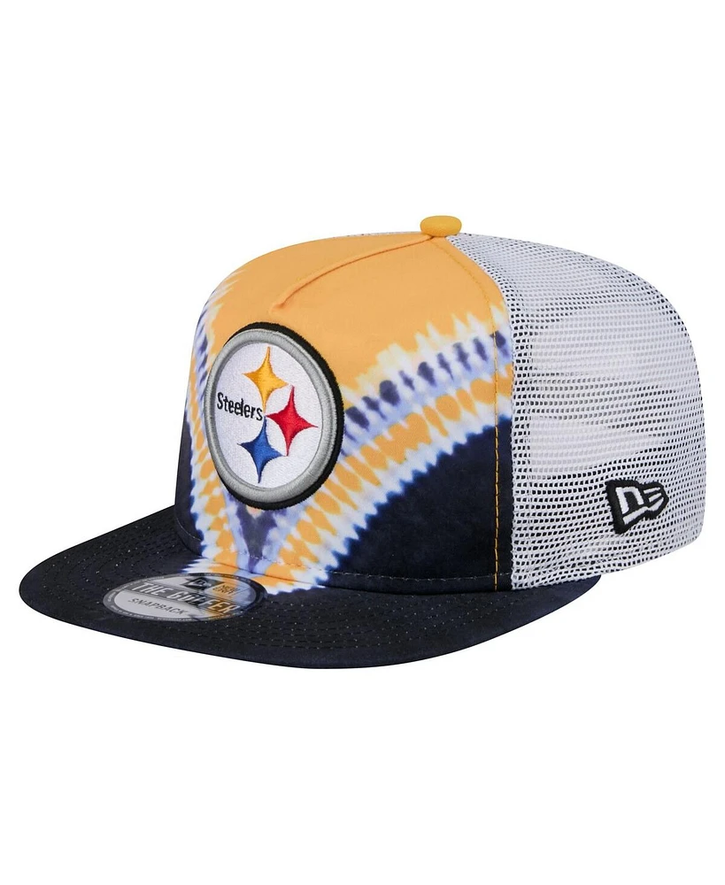 New Era Men's Gold/Black Pittsburgh Steelers Throwback Dye Golfer Snapback Hat