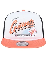 New Era Men's White/Orange San Francisco Giants Retro Script Trucker 9FIFTY Snapback Hat