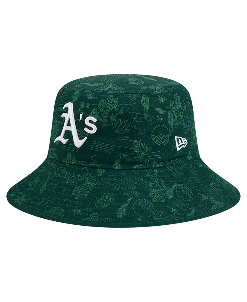 New Era Men's Dark Green Athletics 2025 Spring Training All Over Print Bucket Hat