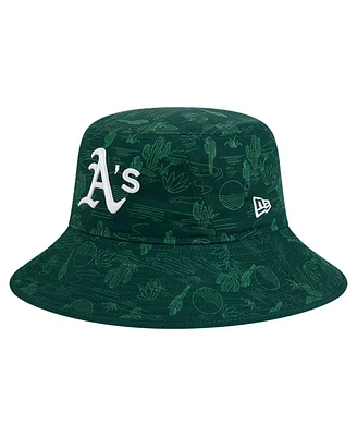 New Era Men's Dark Green Athletics 2025 Spring Training All Over Print Bucket Hat