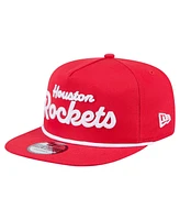 New Era Men's Red Houston Rockets Team Text Golfer Snapback Hat