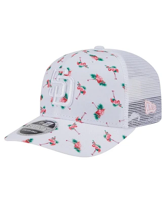 New Era Men's White San Diego Padres Flamingo Mesh Back 9SEVENTY Stretch-Snap Hat