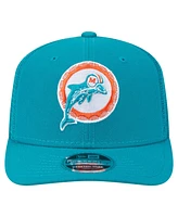 New Era Men's Aqua Miami Dolphins Main Trucker 9SEVENTY Stretch snap Hat