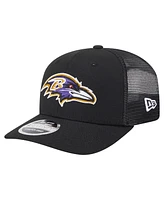 New Era Men's Black Baltimore Ravens Main Trucker 9SEVENTY Stretch snap Hat