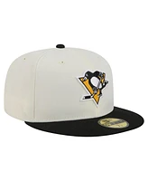 New Era Men's Cream Pittsburgh Penguins Chrome Two-Toned 59FIFTY Fitted Hat