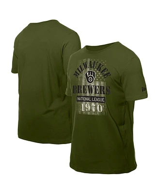 New Era Men's Green Milwaukee Brewers Armed Forces T-Shirt