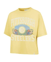 '47 Brand Women's Yellow Pittsburgh Steelers Florentina Montauk Cropped T-Shirt