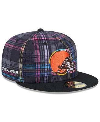 New Era Men's Black Cleveland Browns 2024 Nfl Crucial Catch Plaid 59FIFTY Fitted Hat