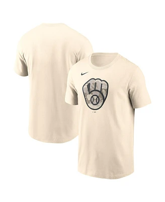 Nike Men's Cream Milwaukee Brewers Camo Logo T-Shirt