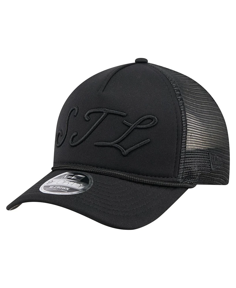 New Era Men's Black St. Louis Cardinals City Initial 9FORTY A-Frame M-Crown Adjustable Trucker Hat