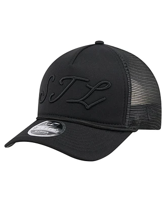 New Era Men's Black St. Louis Cardinals City Initial 9FORTY A-Frame M-Crown Adjustable Trucker Hat