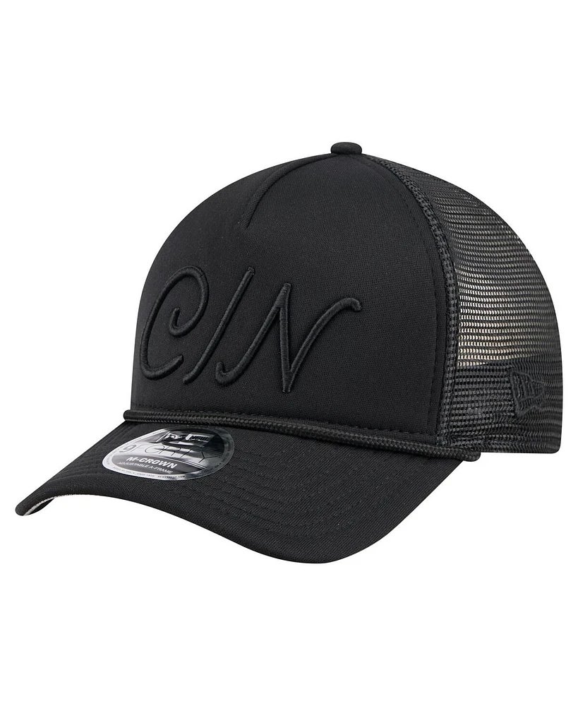 New Era Men's Black Cincinnati Reds City Initial 9FORTY A-Frame M-Crown Adjustable Trucker Hat