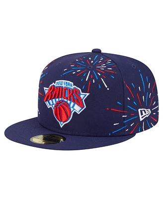 New Era Men's Navy York Knicks Americana Fireworks 59FIFTY Fitted Hat