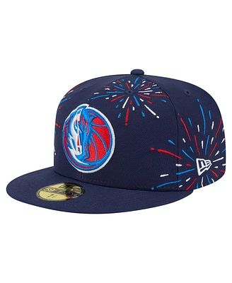 New Era Men's Navy Dallas Mavericks Americana Fireworks 59FIFTY Fitted Hat