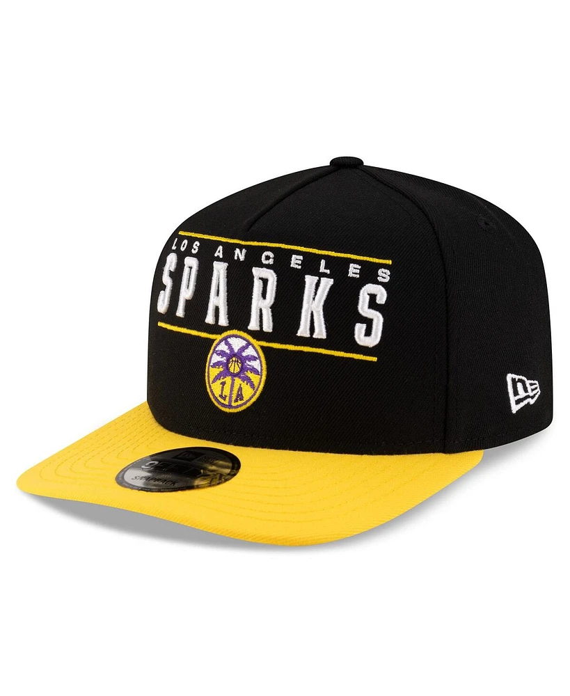 New Era Men's and Women's Black/Gold Los Angeles Sparks 2025 Wnba Draft A-Frame 9FIFTY Snapback Hat