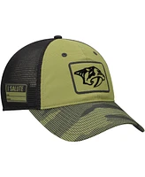 Fanatics Men's Olive Nashville Predators Military Appreciation Trucker Adjustable Hat