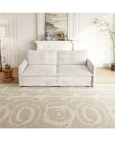 Corduroy Loveseat Sofa with Pillows
