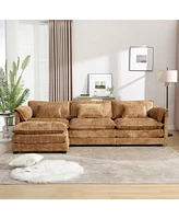 Modern Large boucle Fabric L-Shape Sectional Chenille fabric, movable pedals, detachable armrests