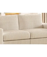 Modular Combination Double Sofa, Wooden Frame Locker with Armrests, Stylish and Comfortable, Cream Style, Beige