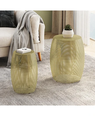 Round Metal Hollow Side Table Set