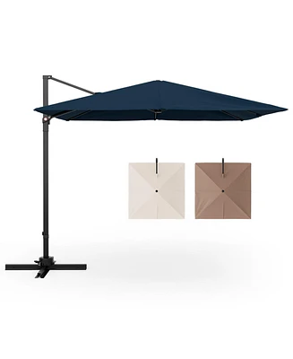 9.5 Feet Square Patio Cantilever Umbrella with 360° Rotation