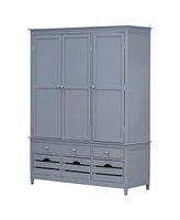 Wooden Kitchen Pantry Cabinet, 56in, 10 Drawers